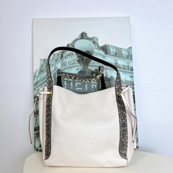 Coach 53355 Harmony Hobo In Colorblock With Snakeskin Detail IN CHALK - Picture 5 of 11